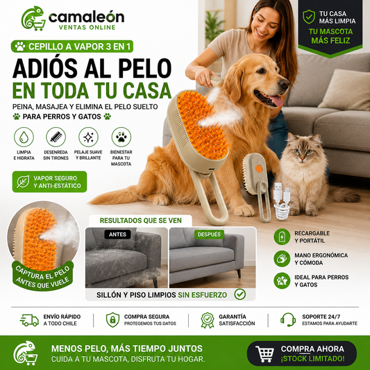 Cepillo a Vapor Magico 🐶✨ para Mascota con mango ✨