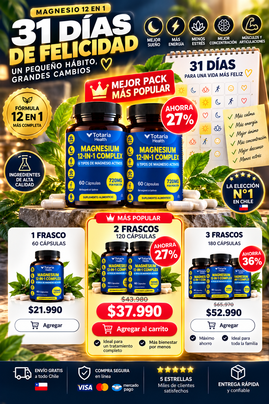 Magnesio 12 en 1 | Tu Bienestar Empieza Hoy 💛