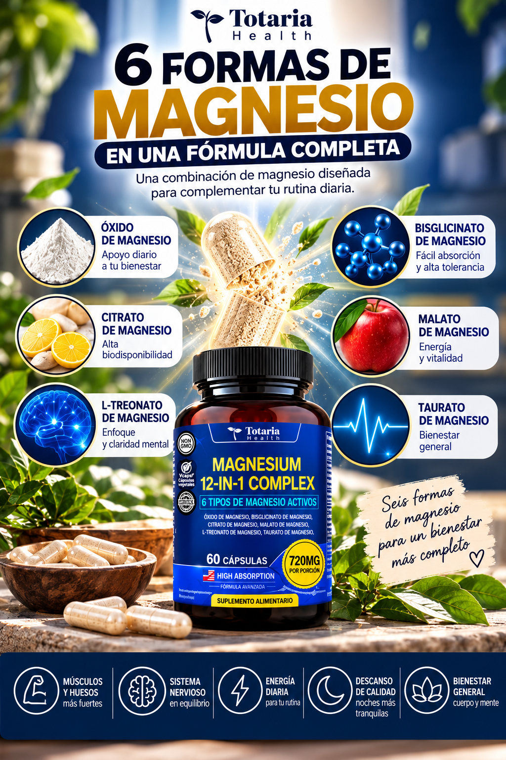 Magnesio 12 en 1 | Tu Bienestar Empieza Hoy 💛